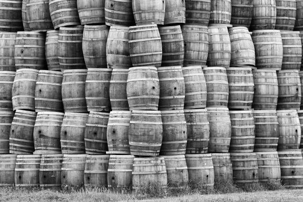 CA, San Luis Obispo Co, Stack of wine barrels